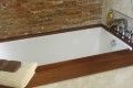 Andrea Bathtub Installed as an Undermount, Wood Top