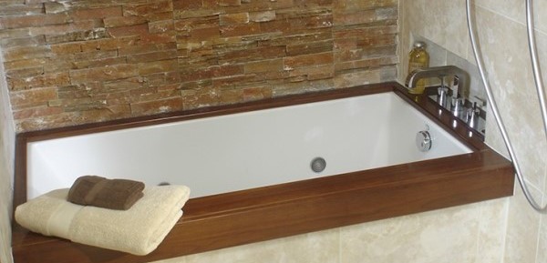 Tub and Shower Undermount with Wood Top