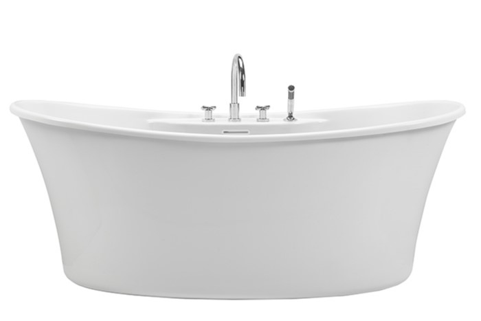 Oval Freestanding Tub with Curving Sides, Faucet Deck