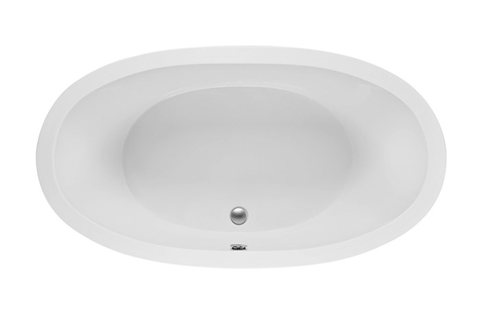 Oval Bath with Modern Flat Rim and Center-Side Drain