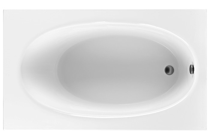 Rectangle Tub with Oval Bathing Area and End Drain