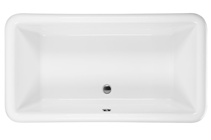 Rectangle Tub with Center-Side Drain, Rounded Corners