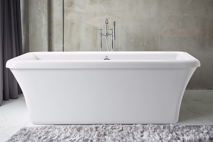 Rectangle Freestanding Tub with Rolled Rim, Curved Sides