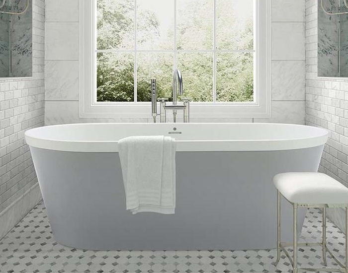 Oval Bath with Angled Sides, Overlapping Rim, Shown with Color Option