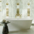 Oval Freestanding Bath with with Fluted Exterior