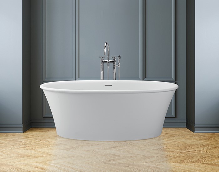 Charlotte Freestanding Tub Installed with a Modern Freestanding Tub Faucet