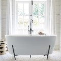 Solid Surface Oval Freestanding Bath on Iron Pedestal