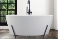 Oval Bath with Modern Black Steel Cradle, Freestanding Faucet Behind Bath