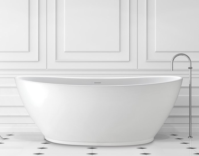 Freestanding Oval Bath with Raised Backrests, Curving Sides