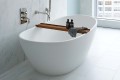 Oval Bath with Raised Backrests, Curving Sides, Shown with Optional Tray