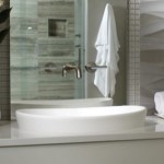 Oval Semi-Recessed Sink with Raised Sides Matching Elise Freestanding Bath