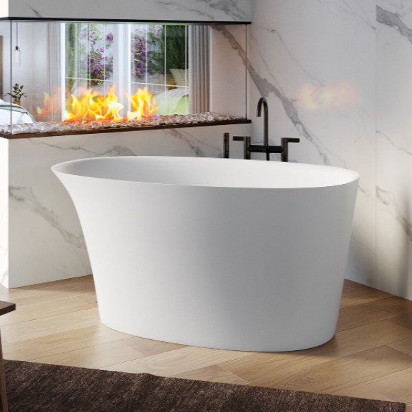 Oval Bath with Curving Backrest, Flat Rim