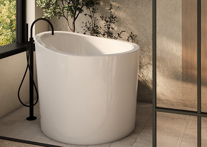 Freestanding Oval Bath with Angled Sides, Slotted Overflow