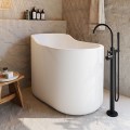 Freestanding Oval Bath with Straight Sides, Raised Backrest