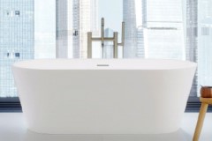 Evalina Modern Oval Bath with Angled Sides, Flat Rim