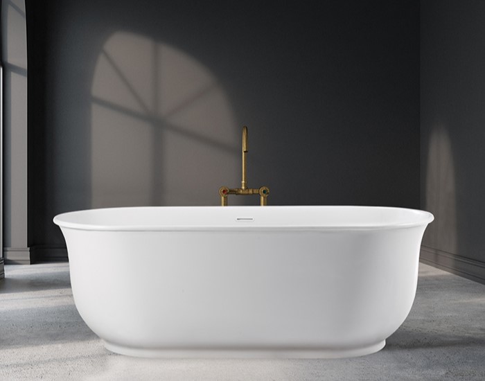 Freestanding Oval Bath with Curving Sides and Recessed Base