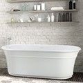 Oval Bath with Curving Sides, Linear Detail on Skirt and Rolled Rim