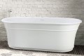 Oval Bath with Curving Sides, Linear Detail on Skirt and Rolled Rim