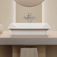 Rectangle Semi-Recessed Sink with Curving Sides Matching Intarica Freestanding Bath