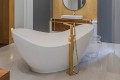 Juliet 185 Installed in the Center of the Room with a Modern Freestanding Tub Filler