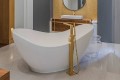 Juliet 185 Installed in the Center of the Room with a Modern Freestanding Tub Filler