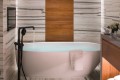 Lydia 189 Installed Between 3 Walls with Freestanding Faucet, Pedestal Base