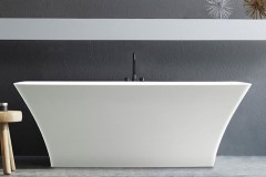 Marcel 402 Rectangle Bath with Sides that Curve Out, Flat Thin Rim