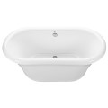 Oval Freestanding Bath with Center Drain, Rolled Rim