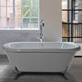 Freestanding Bath with Center Drain and Chrome Feet