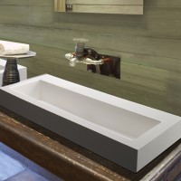 Wide Rectangle Semi-recessed Sink with Faucet Area