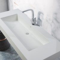 Long Rectangle Wall Sink with Faucet Area