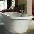 Freestanding Bath with Center Drain and Faucet Deck