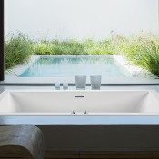 Contemporary Rectangle Drop-in Tub with Low Profile Rim
