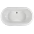 Top View: Oval  Bath, Angled Ends, Modern Flat Rim, Center Drain