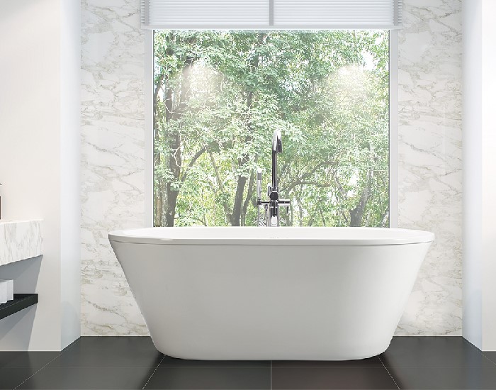 New Yorker 11 Contemporary Oval Bath with Angled Sides, Flat Rim