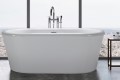 Oval Freestanding Bath with Angled Sides, Rolled Rim