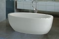 Freestanding Tub Filler Behind Tub, Showing Rounded Sides