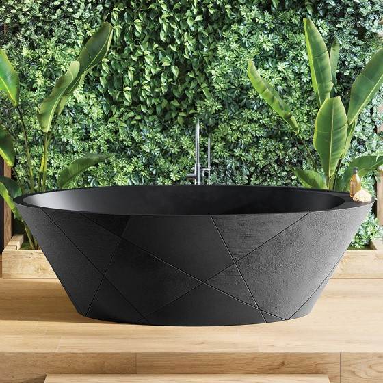 Oval Bath with Higher Backrest, Angled Rim