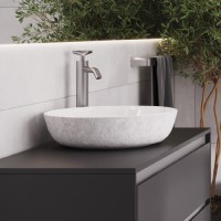 Round Vessel Sink, Textured Sides