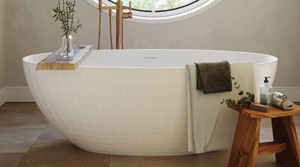 Modern Oval Solid Surface Tub with Window Design on The Skirt