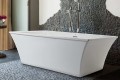 Westbrook Installed with Modern 2 Post Freestanding Tub Faucet Centered Behind the Tub