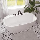Oval Freestanding Tub with Faucet Deck, Flat Rim