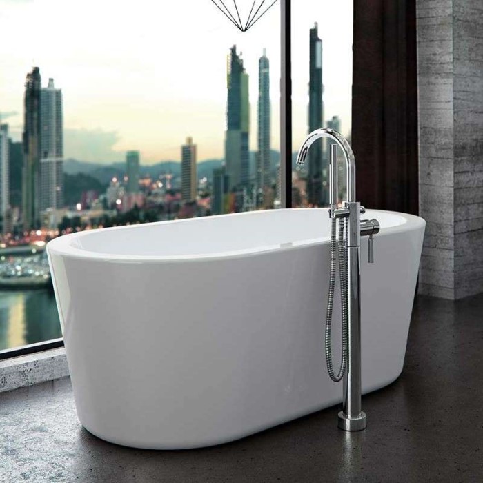 Modern Oval Freestanding Bath, Wide Rim, Angled Sides