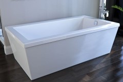 Ametys Modern Rectangle Freestanding Bath, Flat Rim, End Drain