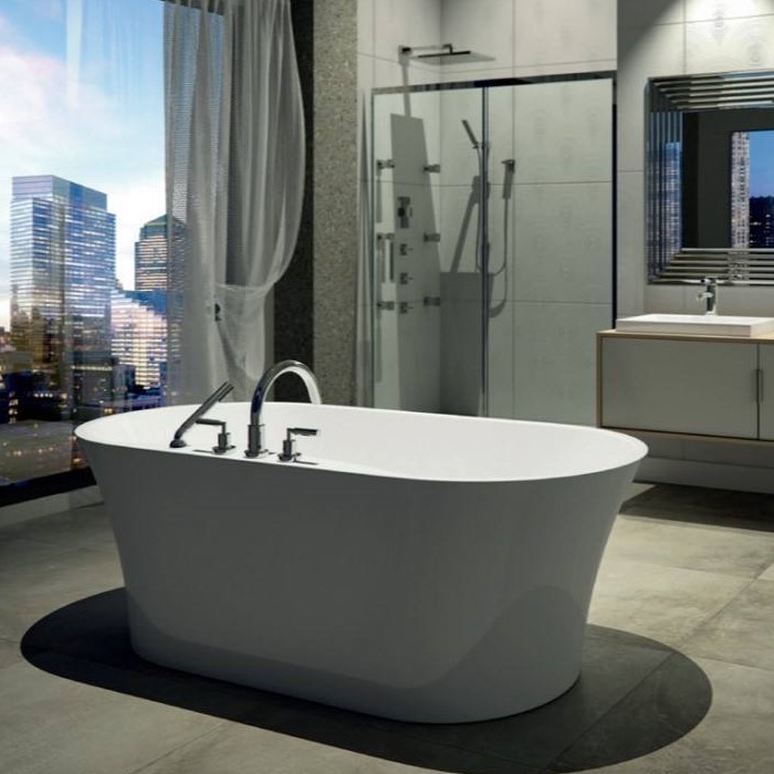 Oval Freestanding Bath with Curving Sides, Faucet Deck