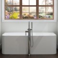 Rectangle Against the Wall Freestanding Bath with Straight Sides, Rounded Corners