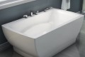 Freestanding Rectangle Tub, Curving Sides, Flat Rim