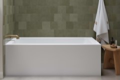 Flory De Colt Rectangle Bathtub with Two Sided Skirt, Modern Flat Rim