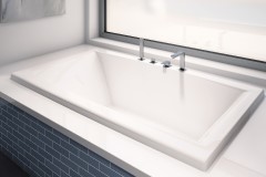 Neptune Jade Rectangle Bath, Center Side Drain, Modern Flat Rim