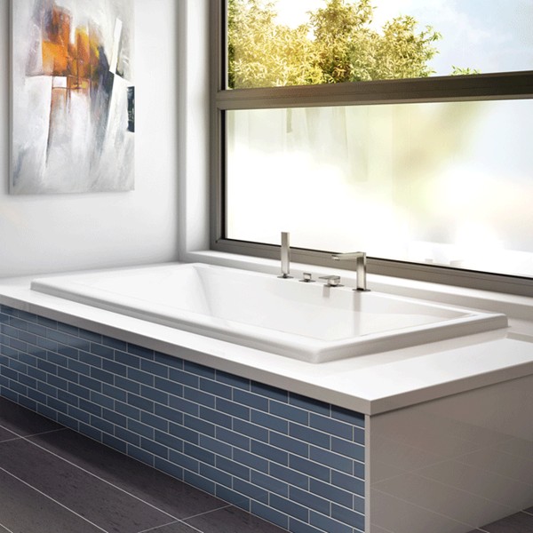 Modern Rectangle Bath, Center Drain, Flat Rim